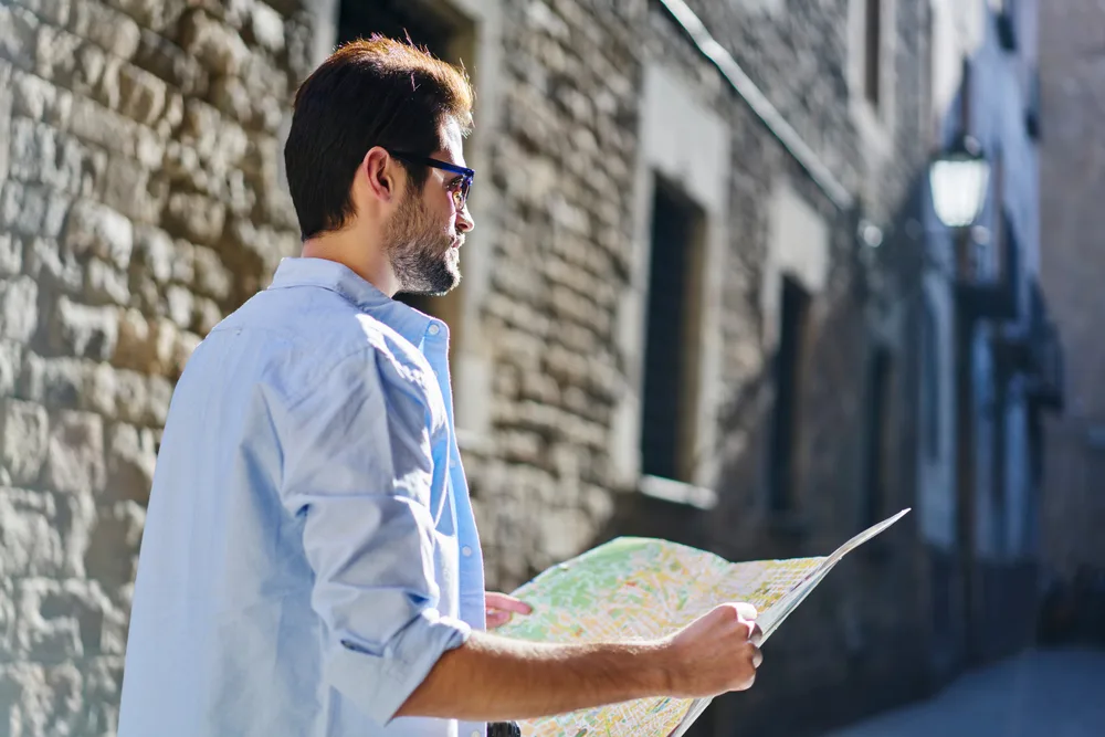 A man following a map